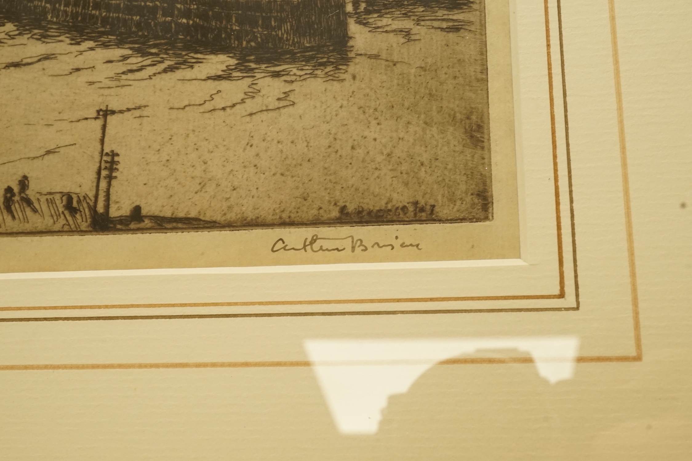 Arthur Briscoe (1893-1943), drypoint etching, 'Gravesend Reach', signed in pencil, 12/75, 16 x 25cm